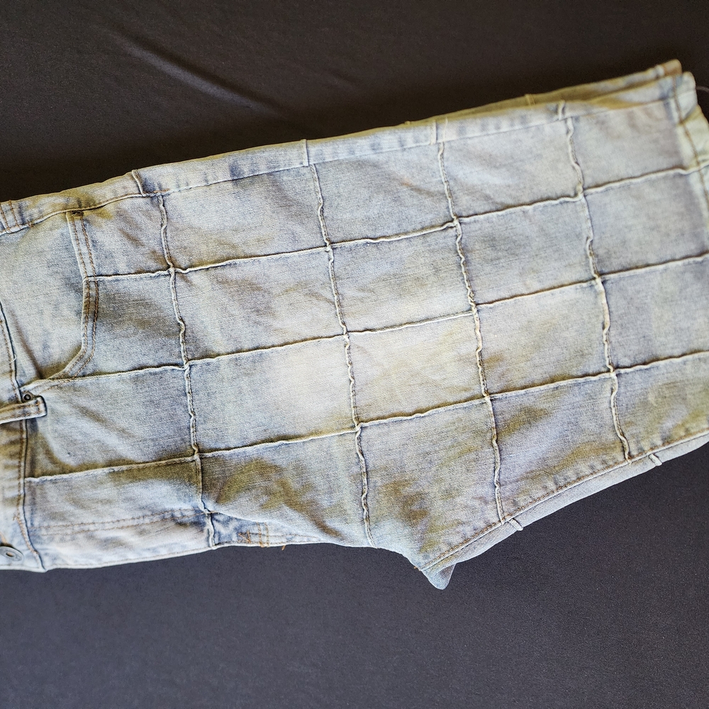 Waimea Mens Patchwork Denim Shorts‎ Skinny Fit Size 42 Light Wash